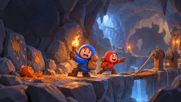 Hop Hop Hop! : deux aventuriers dans une grotte