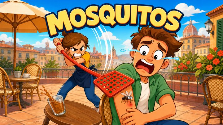 Mosquitos : une serveuse chasse un moustique sur une terrasse